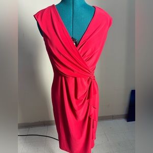Chaps Red Ruched Dress - Medium